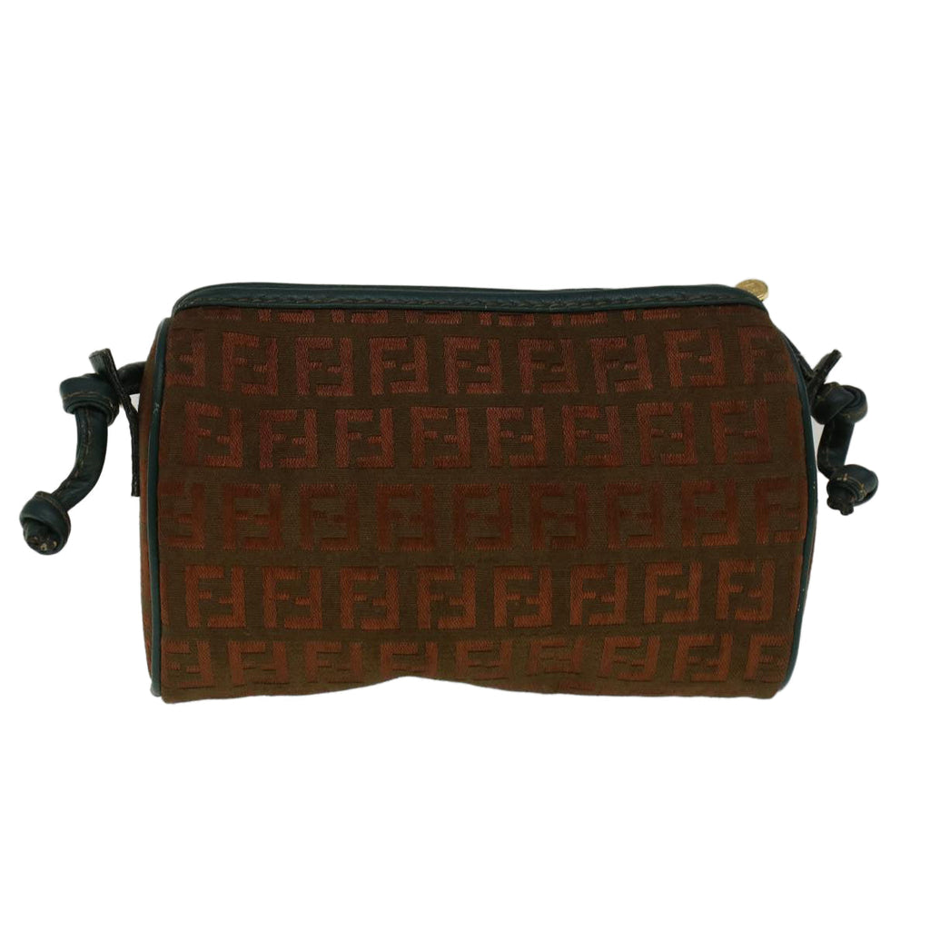 FENDI Zucchino Canvas Shoulder Bag Brown Green57556