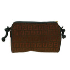 FENDI Zucchino Canvas Shoulder Bag Brown Green57556
