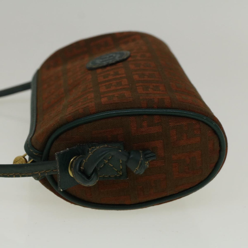 FENDI Zucchino Canvas Shoulder Bag Brown Green57556