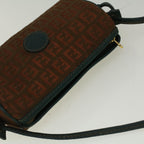 FENDI Zucchino Canvas Shoulder Bag Brown Green57556