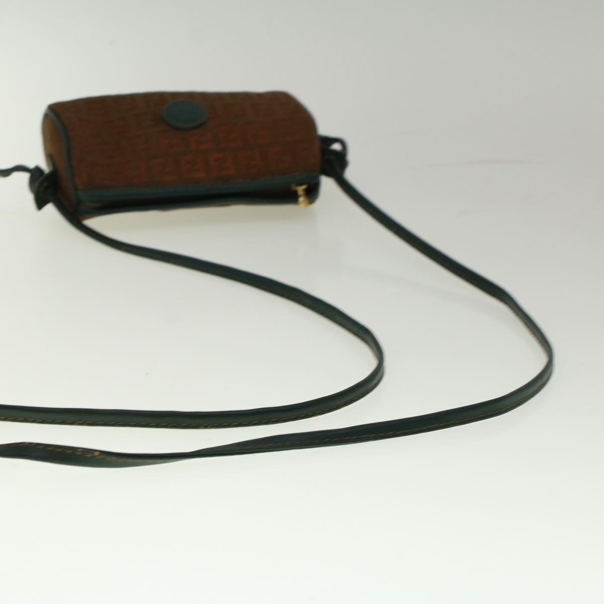 FENDI Zucchino Canvas Shoulder Bag Brown Green57556