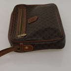 CELINE Macadam Canvas Clutch Bag PVC Leather Brown  57637