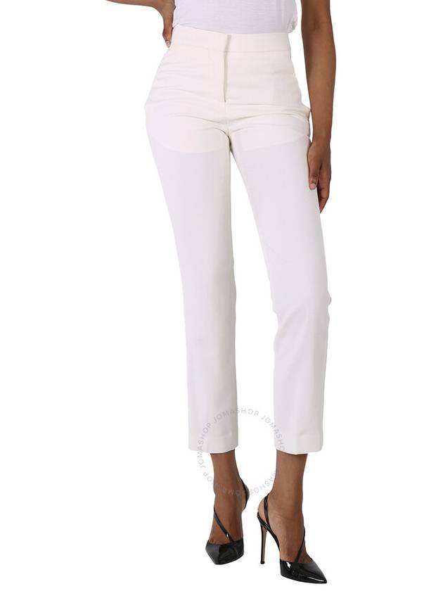 Burberry Burberry Optic White Silk Side Stripe Technical Wool Tailored Trousers, Brand Size 4 (US Size 2)