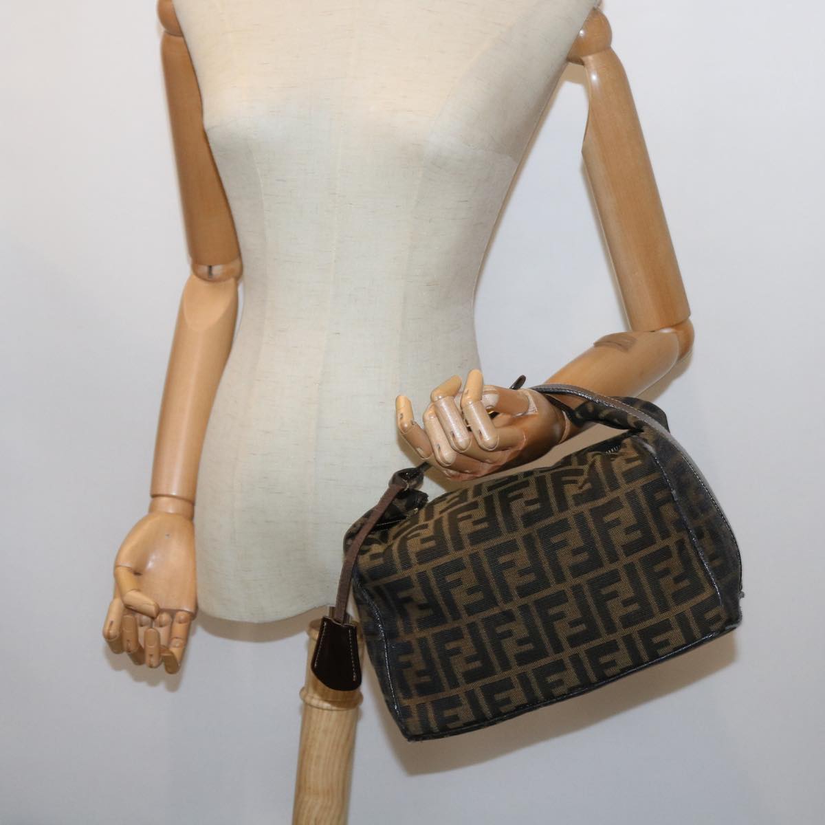 FENDI Zucca Canvas Vanity Cosmetic Pouch Black Brown57793