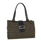 FENDI Zucchino Canvas Mamma Baguette Hand Bag Navy57794