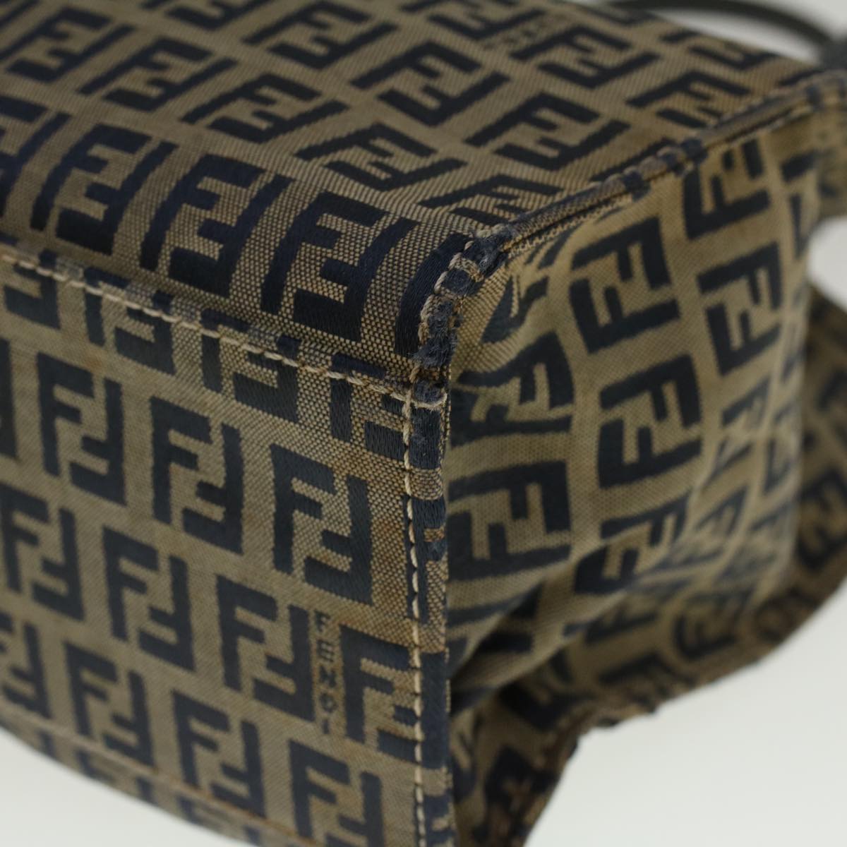 FENDI Zucchino Canvas Mamma Baguette Hand Bag Navy57794