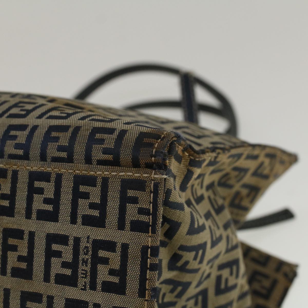 FENDI Zucchino Canvas Mamma Baguette Hand Bag Navy57794