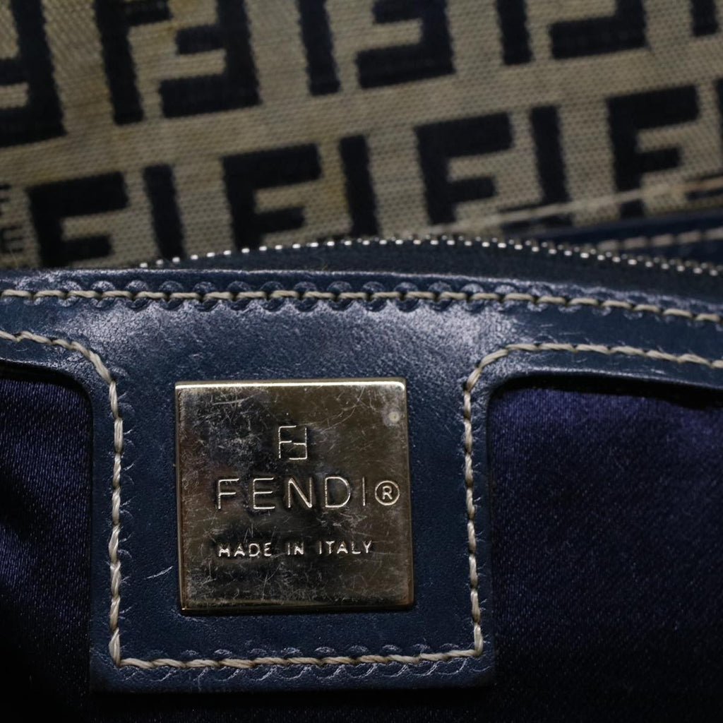 FENDI Zucchino Canvas Mamma Baguette Hand Bag Navy57794