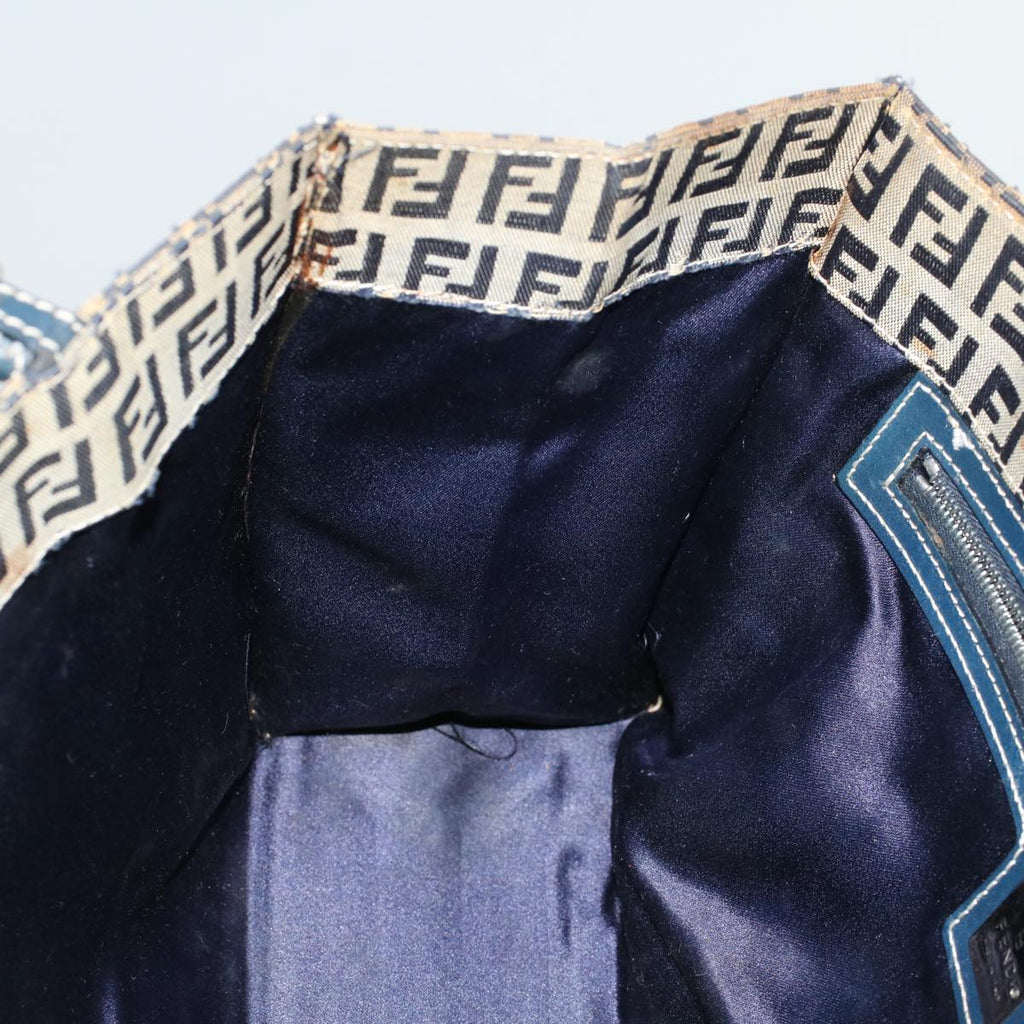 FENDI Zucchino Canvas Mamma Baguette Hand Bag Navy57794