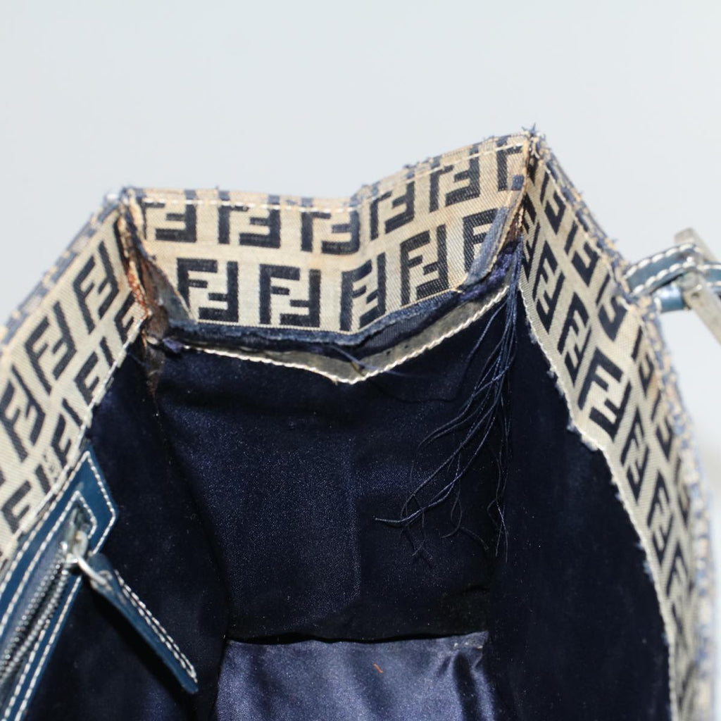 FENDI Zucchino Canvas Mamma Baguette Hand Bag Navy57794