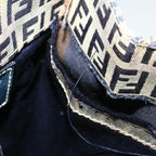 FENDI Zucchino Canvas Mamma Baguette Hand Bag Navy57794