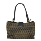 FENDI Zucchino Canvas Mamma Baguette Hand Bag Navy57794