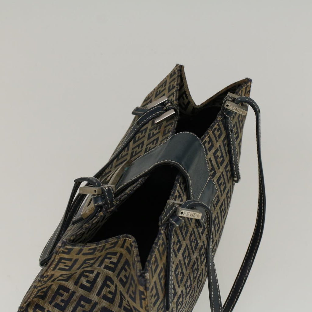 FENDI Zucchino Canvas Mamma Baguette Hand Bag Navy57794