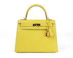Hermes 25cm Lime Yellow Epsom Sellier Kelly w/ Gold Hardware