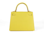 Hermes 25cm Lime Yellow Epsom Sellier Kelly w/ Gold Hardware