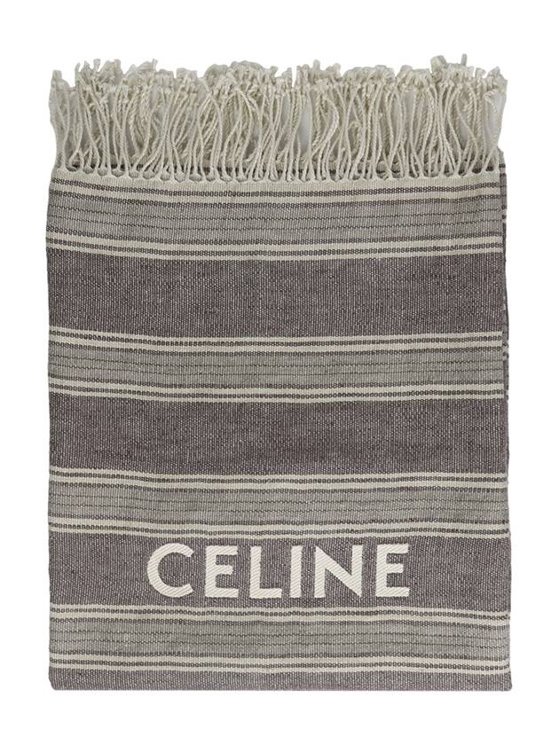 CELINE Logo Linen Muffler Grey