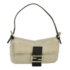 FENDI Mamma Baguette Shoulder Bag Beads Leather White57833