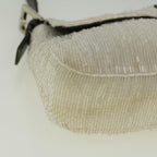FENDI Mamma Baguette Shoulder Bag Beads Leather White57833