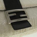 FENDI Mamma Baguette Shoulder Bag Beads Leather White57833