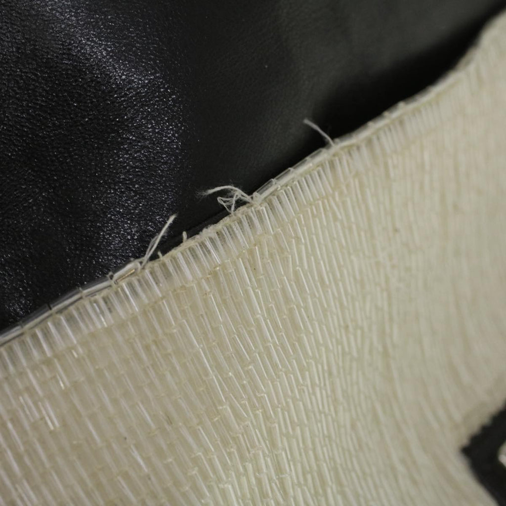 FENDI Mamma Baguette Shoulder Bag Beads Leather White57833