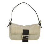 FENDI Mamma Baguette Shoulder Bag Beads Leather White57833