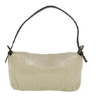 FENDI Mamma Baguette Shoulder Bag Beads Leather White57833