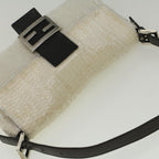 FENDI Mamma Baguette Shoulder Bag Beads Leather White57833