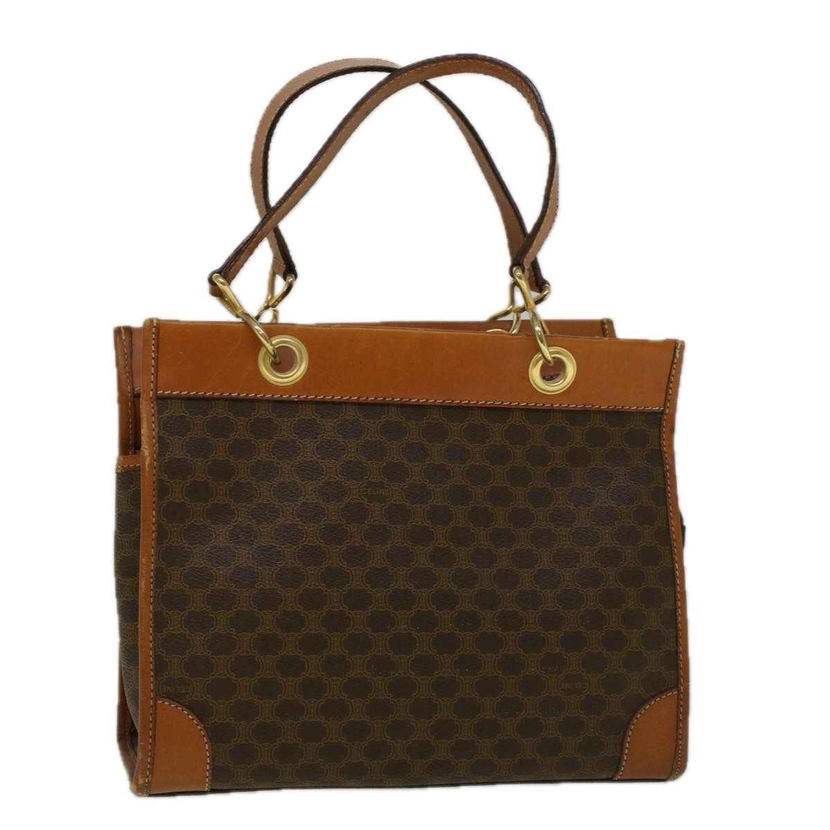 CELINE Macadam Canvas Hand Bag PVC Leather Brown  57855