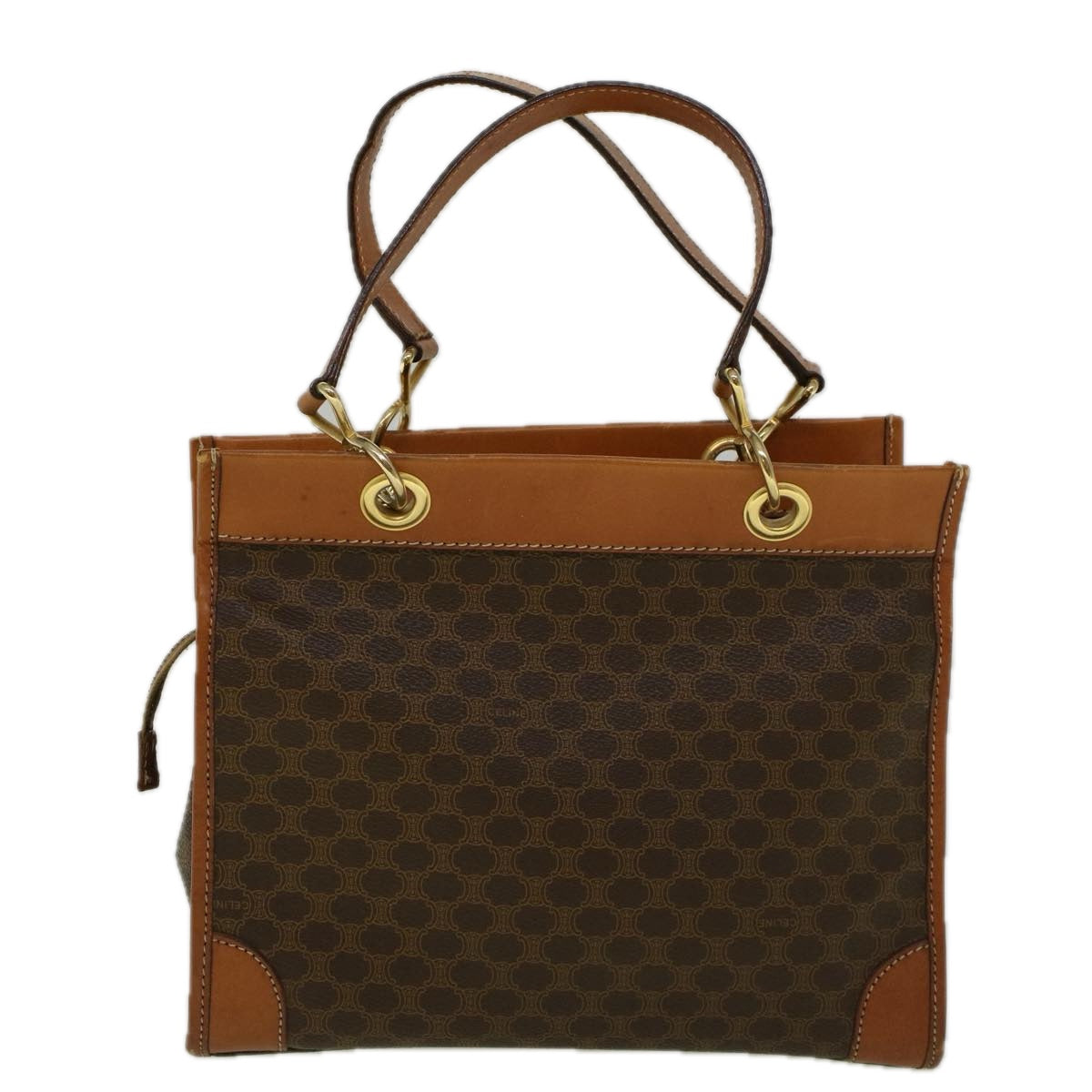 CELINE Macadam Canvas Hand Bag PVC Leather Brown  57855