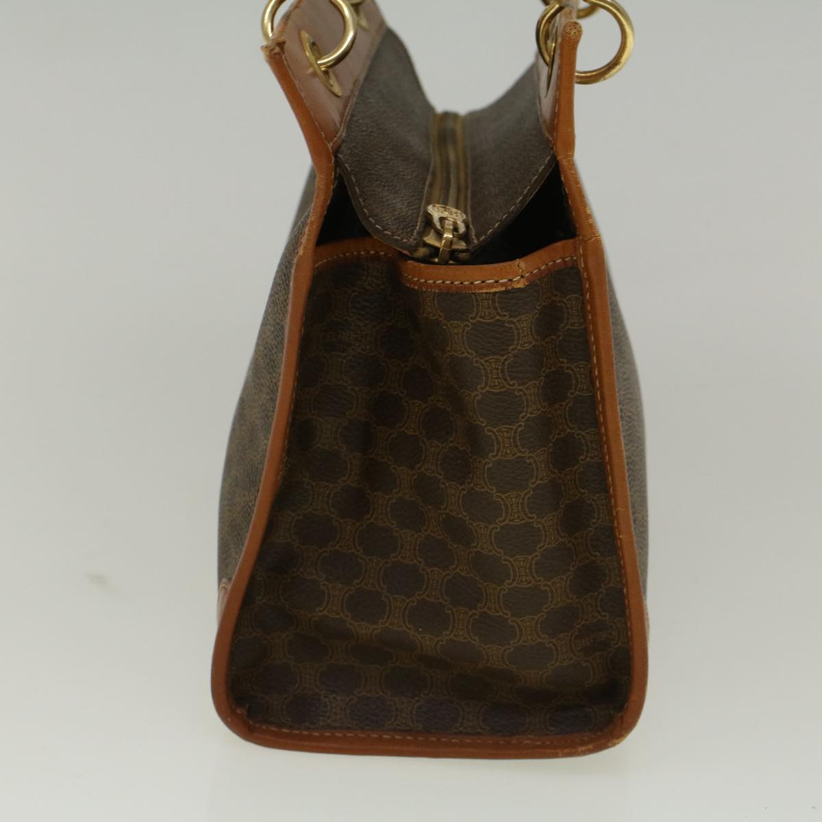 CELINE Macadam Canvas Hand Bag PVC Leather Brown  57855