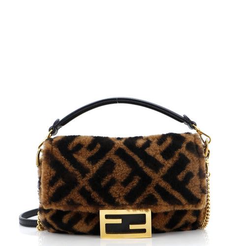FENDI Baguette NM Bag Zucca Shearling Mini