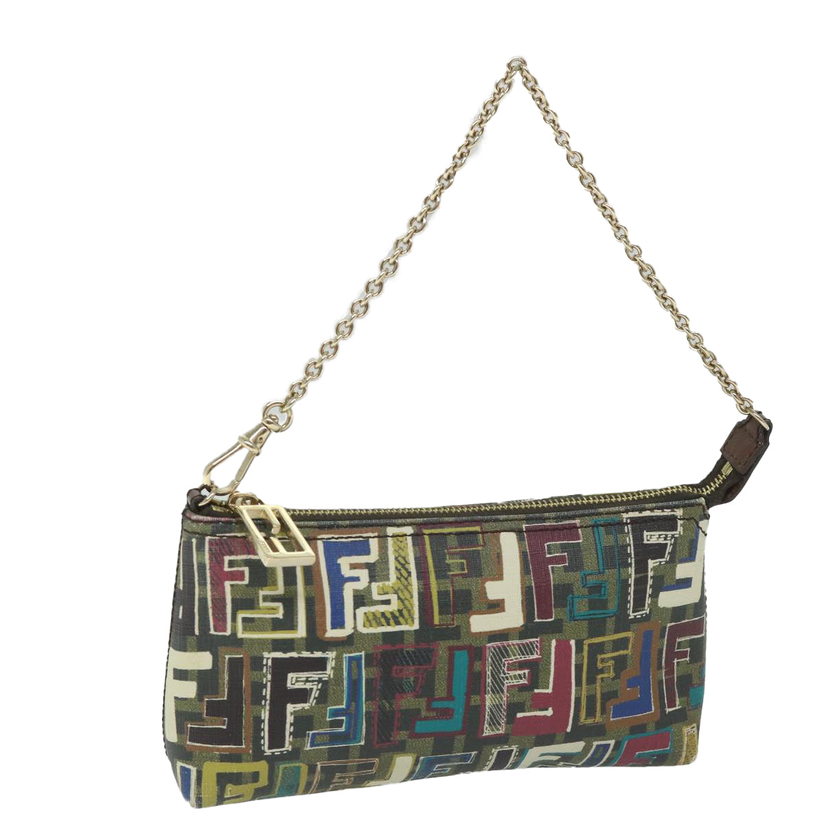 FENDI Zucca Canvas Accessory Pouch Brown Black57940