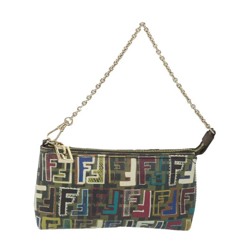 FENDI Zucca Canvas Accessory Pouch Brown Black57940