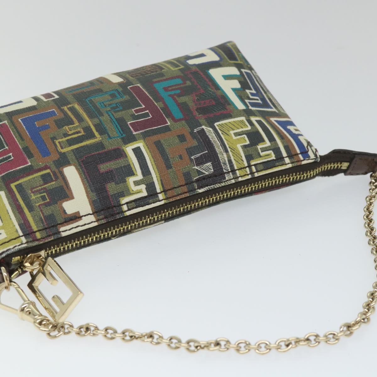 FENDI Zucca Canvas Accessory Pouch Brown Black57940