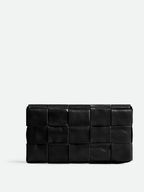 Bottega Veneta Cassette Intrecciato Small Leather Cross Bag Black