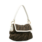 Fendi Zucca Chef Bag Handbag 8BR353 Brown White Canvas Leather