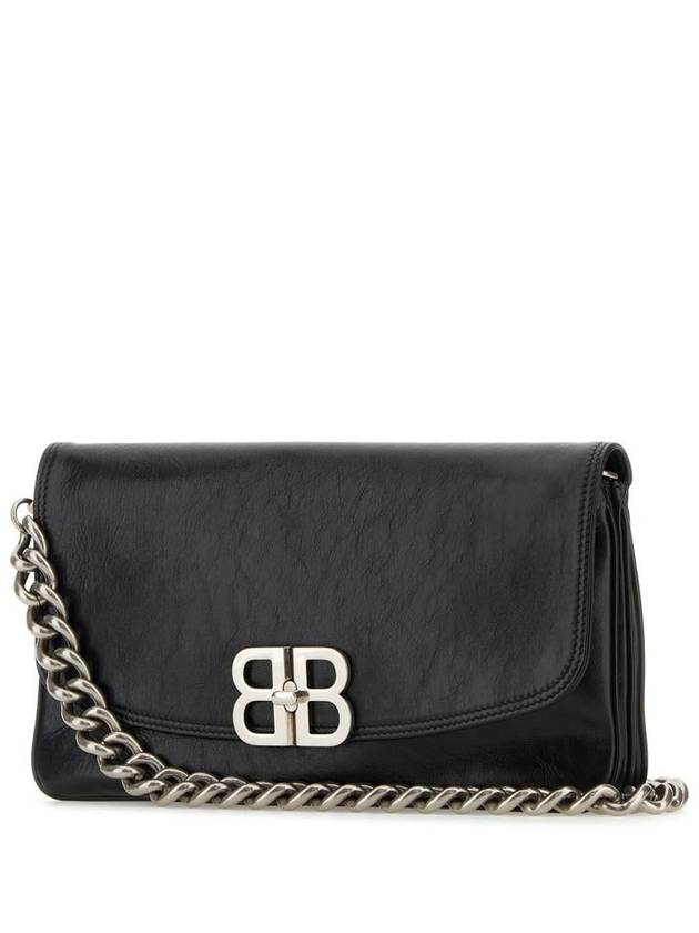 Balenciaga BB Logo Leather Shoulder Bag Black