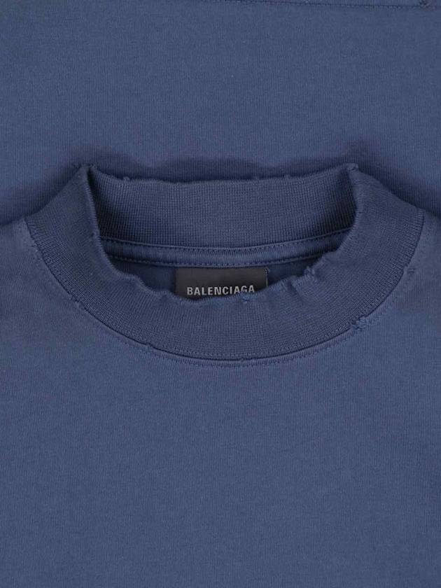 Balenciaga Logo Print Short Sleeve T-Shirt Blue