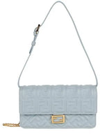 Fendi FF Baguette Nappa Leather Long Wallet Light Blue
