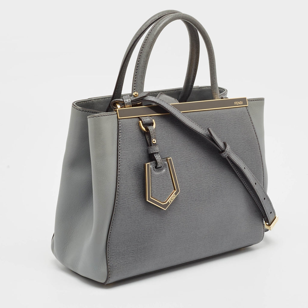 Fendi Grey Leather Mini 2Jours Tote