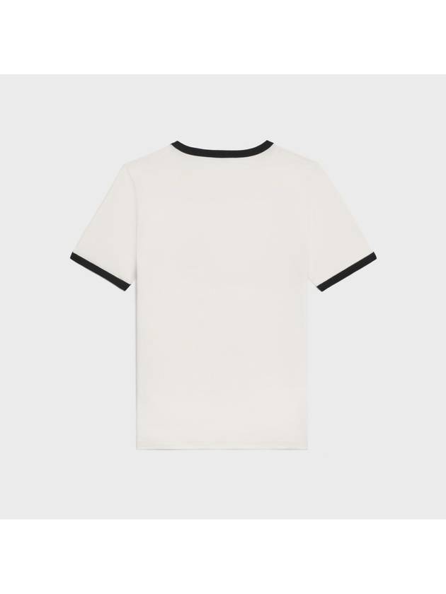 CELINE Flocking Logo Cotton Short Sleeve T-Shirt Cream