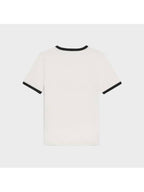 CELINE Flocking Logo Cotton Short Sleeve T-Shirt Cream