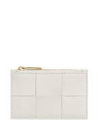 Bottega Veneta Zipper Leather Card Wallet White