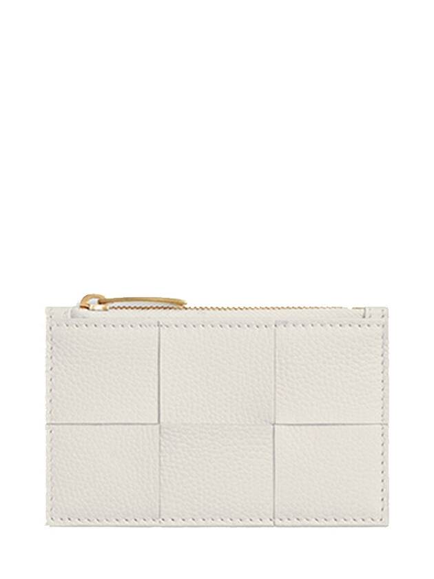 Bottega Veneta Zipper Leather Card Wallet White