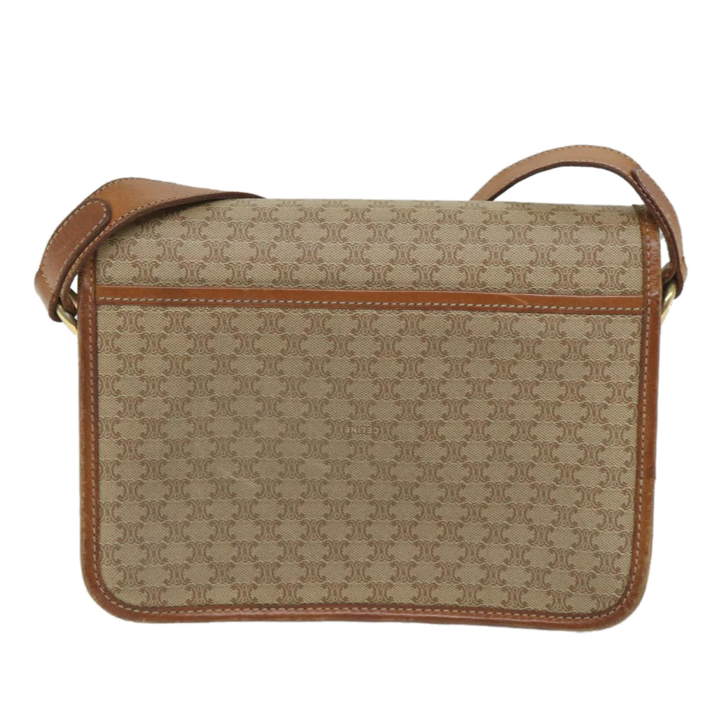 CELINE Macadam Canvas Shoulder Bag PVC Leather Beige Brown  58083