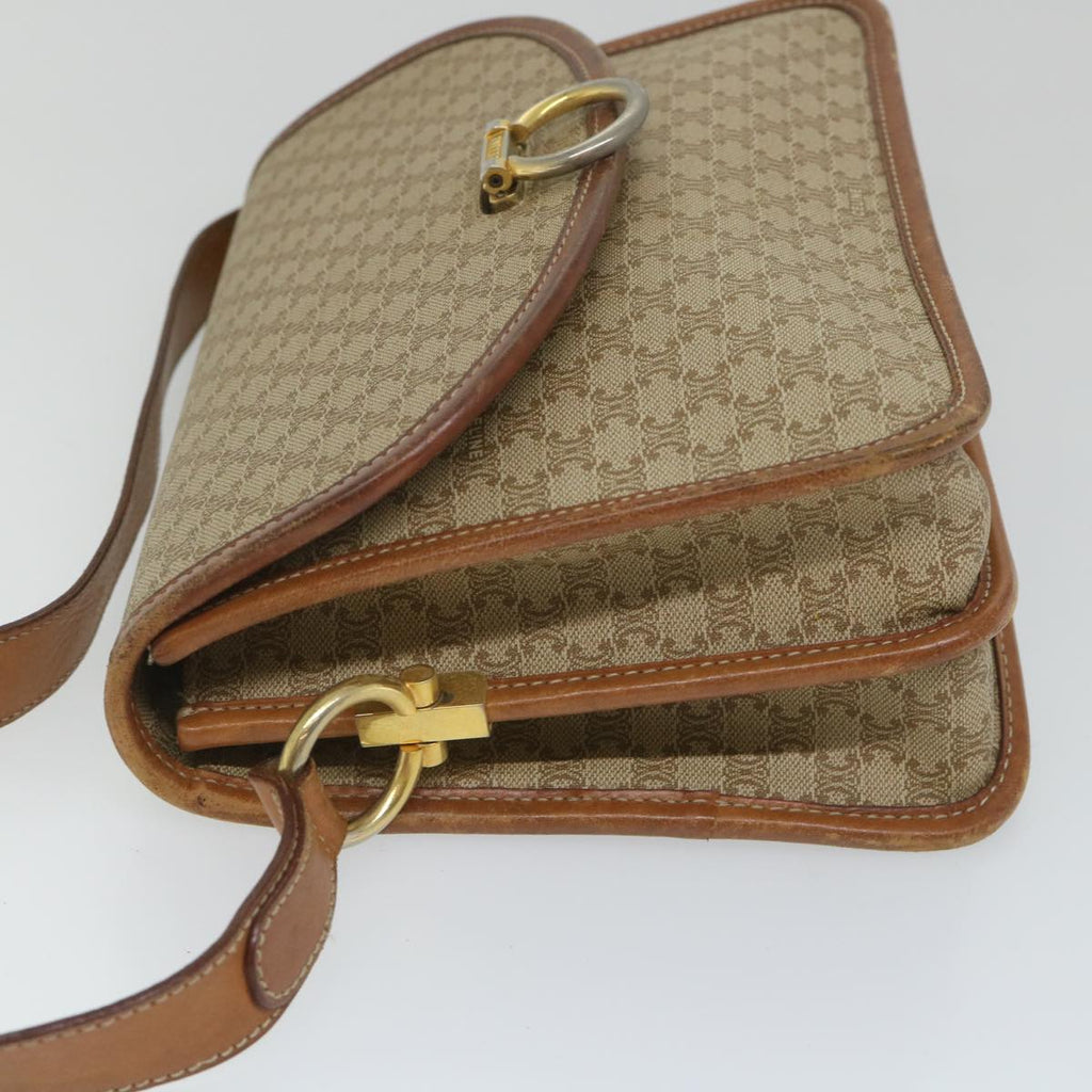CELINE Macadam Canvas Shoulder Bag PVC Leather Beige Brown  58083