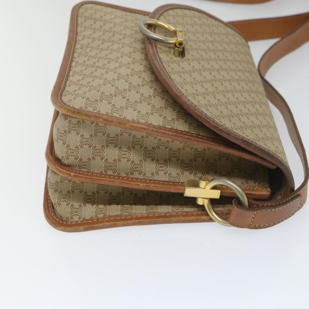 CELINE Macadam Canvas Shoulder Bag PVC Leather Beige Brown  58083