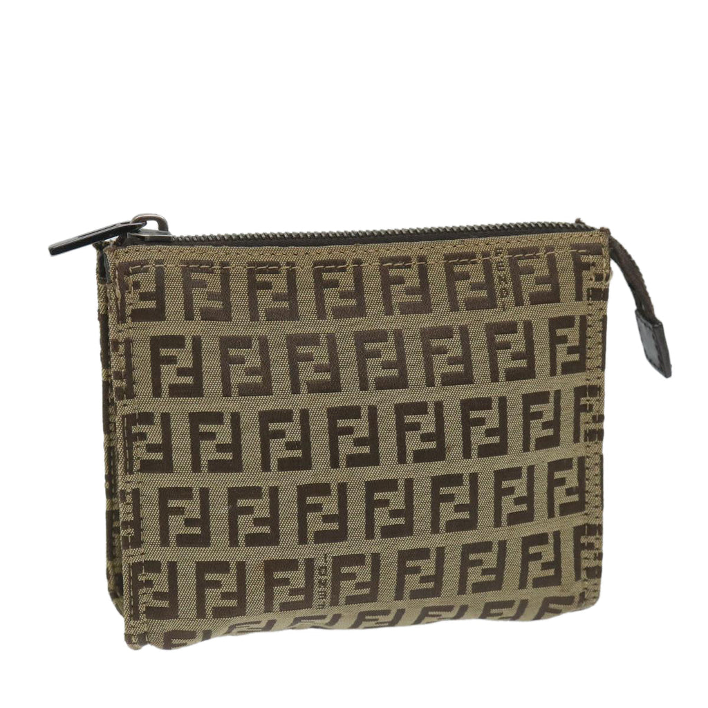 FENDI Zucchino Canvas Pouch Nylon Brown58120