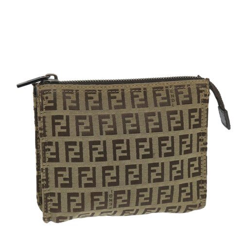 FENDI Zucchino Canvas Pouch Nylon Brown58120