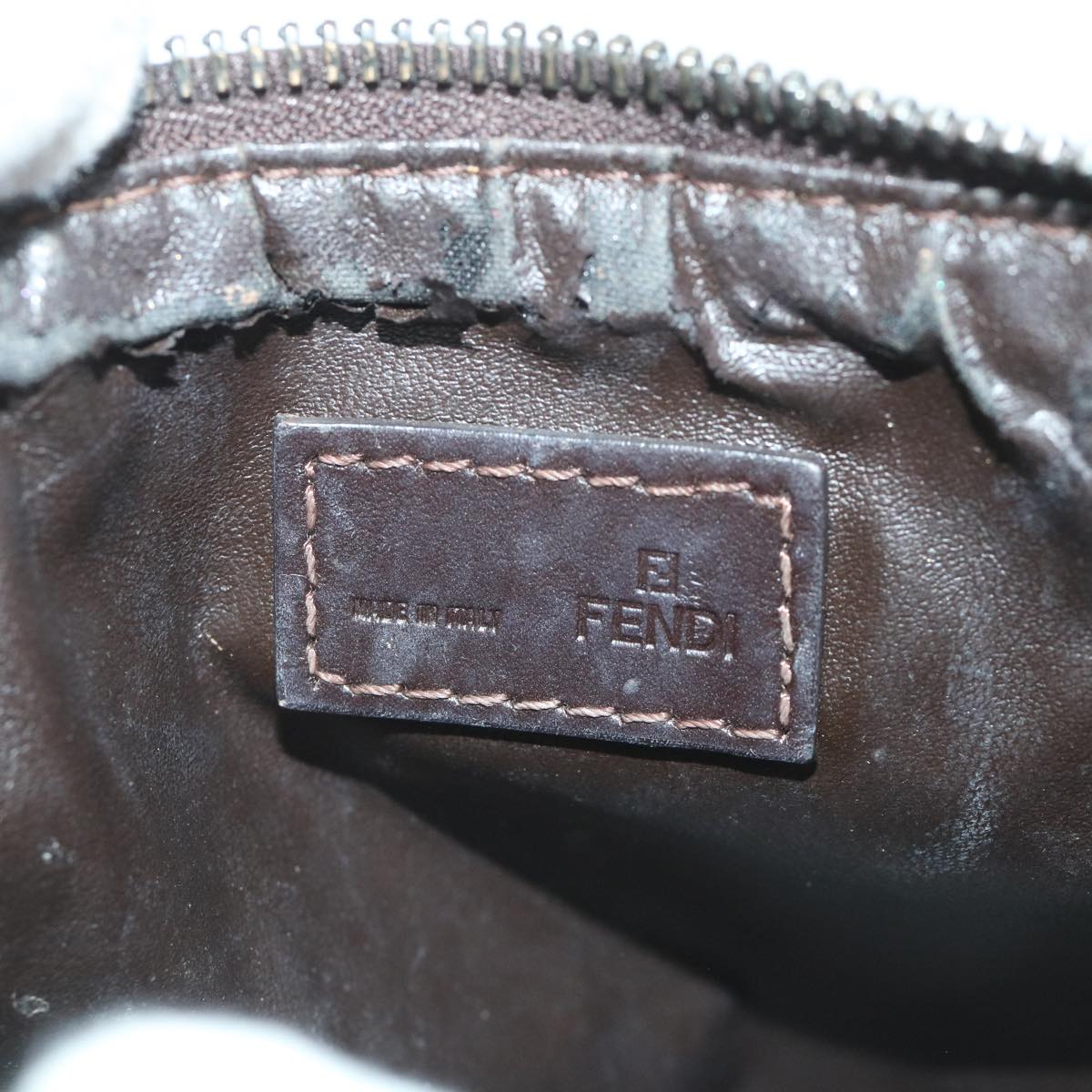 FENDI Zucchino Canvas Pouch Nylon Brown58120